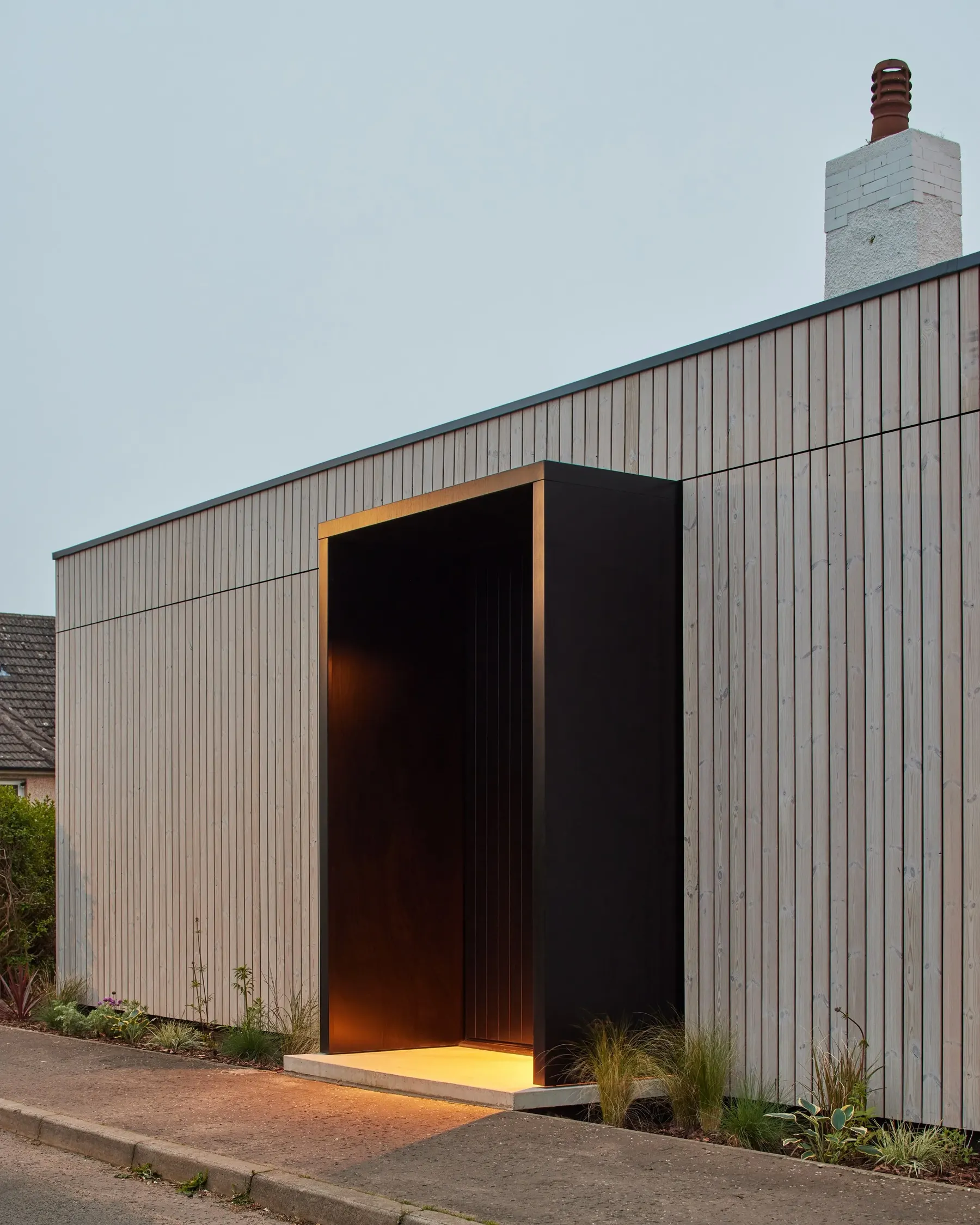 Vertical timber cladding detail at Elie