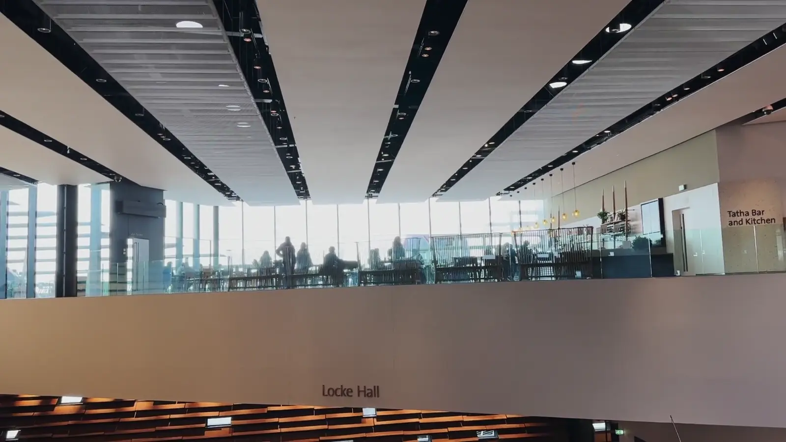 Inside V&A Dundee, looking across Locke Hall to the café